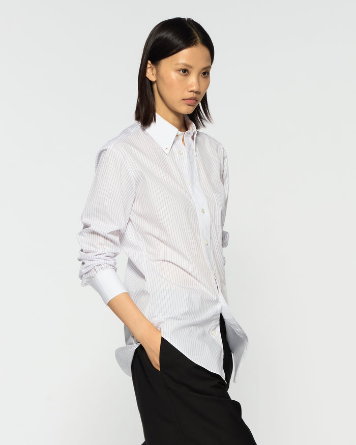 Cotton Johnny Shirt - Burgundy Stripe