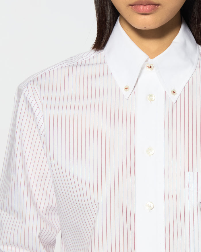 Cotton Johnny Shirt - Burgundy Stripe