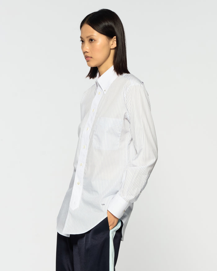 Cotton Johnny Shirt - Navy Blue Stripe