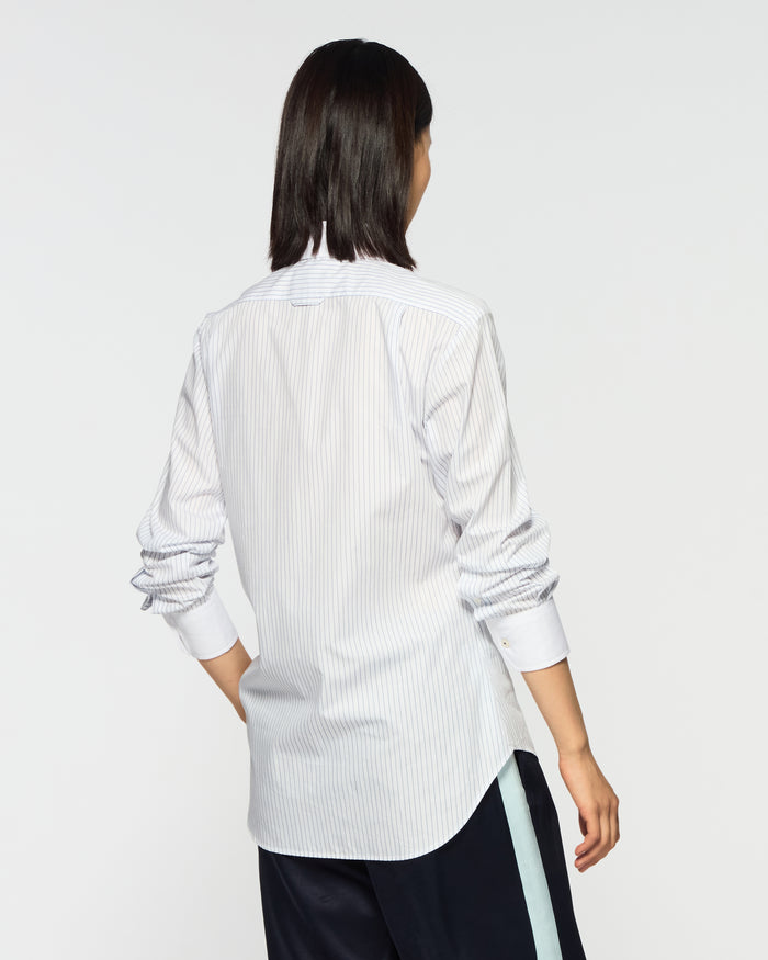 Cotton Johnny Shirt - Navy Blue Stripe