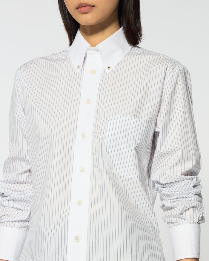 Cotton Johnny Shirt - Navy Blue Stripe