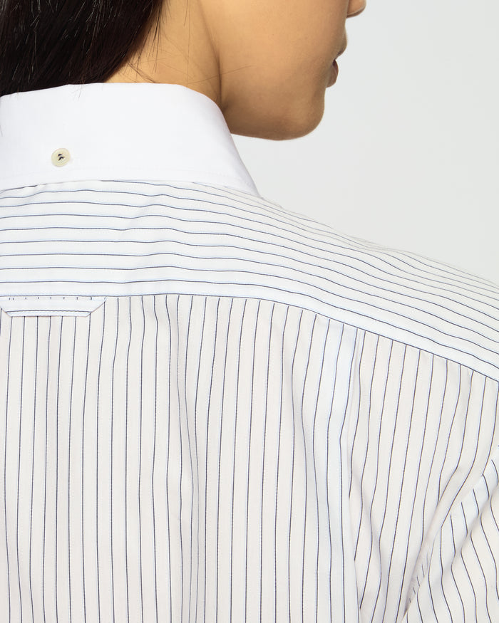 Cotton Johnny Shirt - Navy Blue Stripe