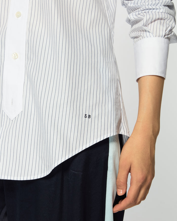 Cotton Johnny Shirt - Navy Blue Stripe