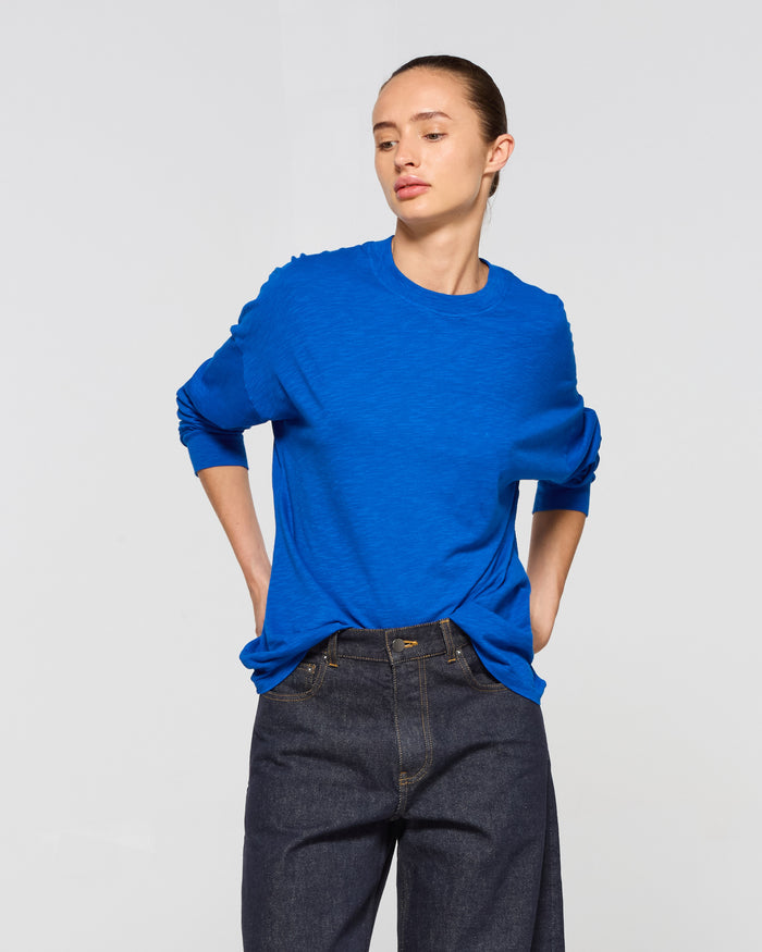 Cotton Long Sleeve T-Shirt - Lapis Blue