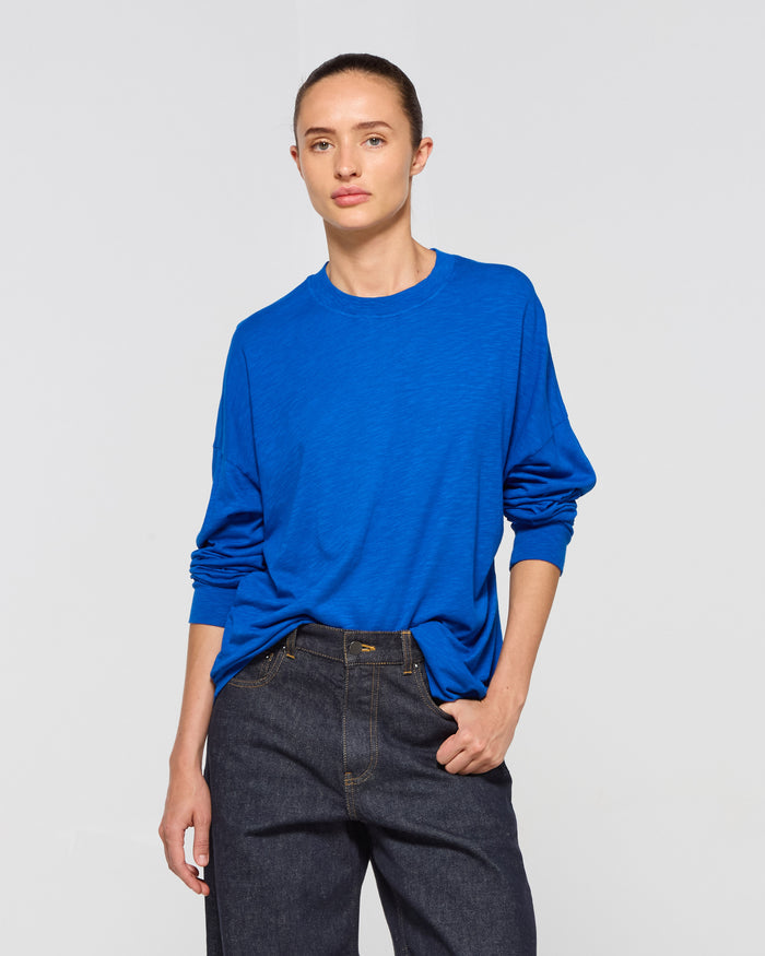 Cotton Long Sleeve T-Shirt - Lapis Blue