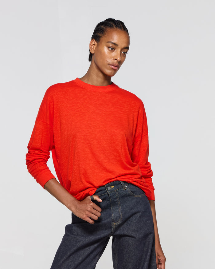 Cotton Long Sleeve T-Shirt - Red