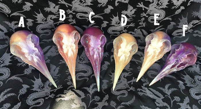 CRYSTAL CROW CREATURE SKULL WALL SCULPTURE- GLOW IN THE DARK