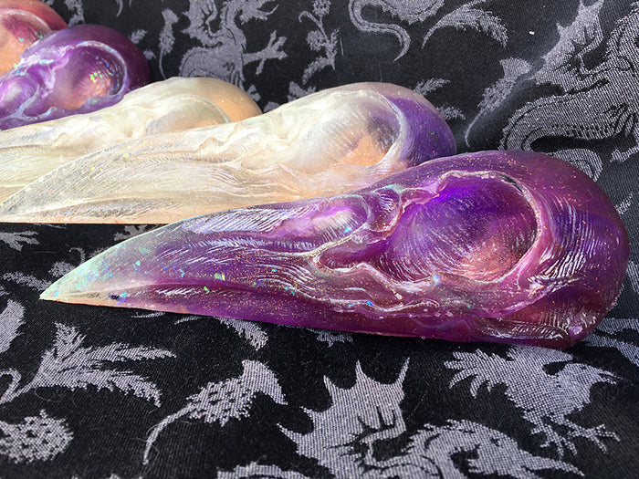 CRYSTAL CROW CREATURE SKULL WALL SCULPTURE- GLOW IN THE DARK