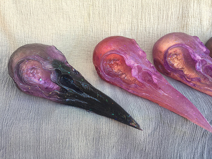 CRYSTAL CROW CREATURE SKULL WALL SCULPTURE