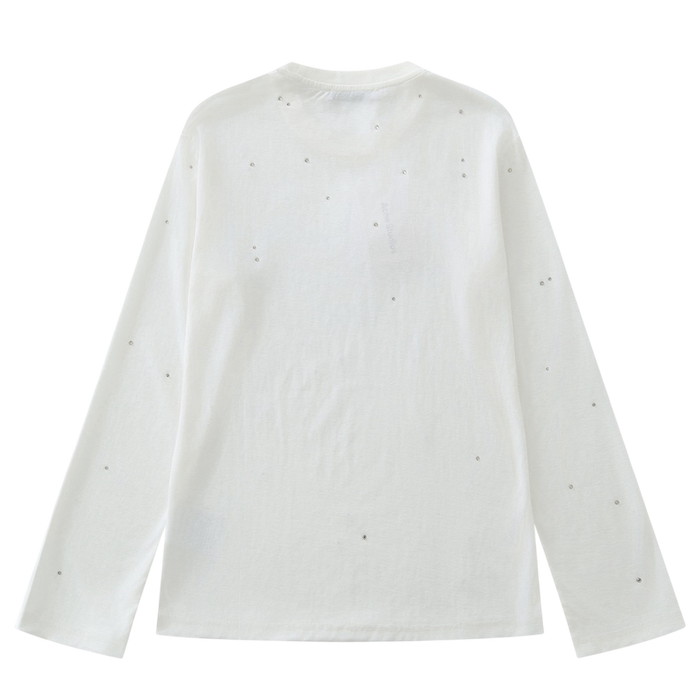 Crystal-embellished cotton-blend top