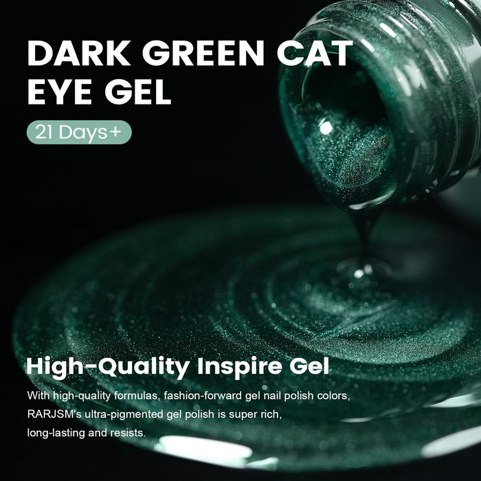 Dark green cat eye gel 21 days long-lasting high-quality inspire gel ultra-pigmented fashion-forward emerald