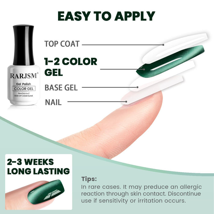 Easy to apply cat eye gel polish top coat 1-2 color gel base gel nail 2-3 weeks long-lasting tutorial