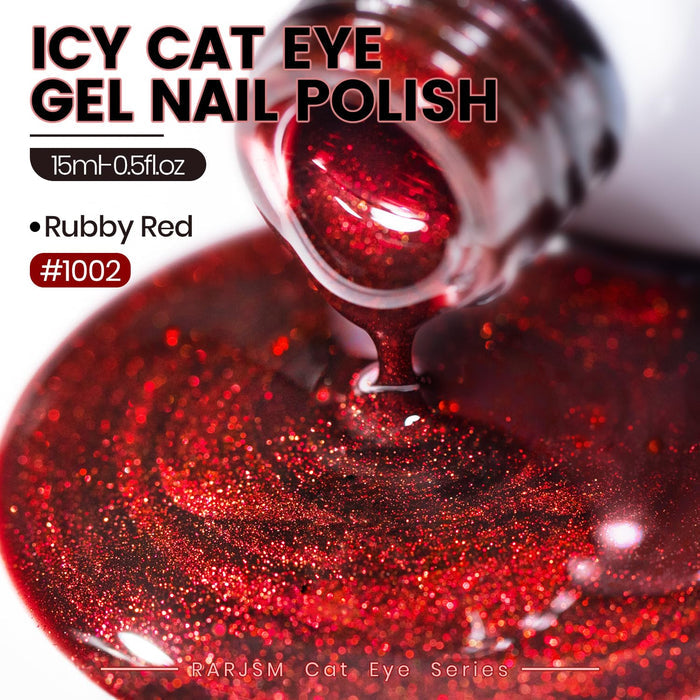 RAR1002 Dark Wine Red icy cat eye gel polish 15ml rubby red magnetic shimmer HEMA TPO free vegan