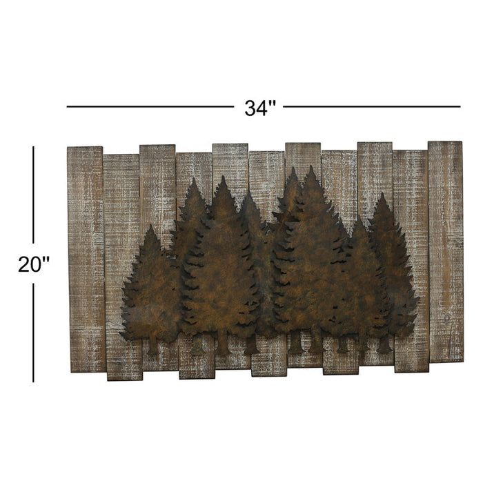 Décor mural rustique champêtre avec scène de pin en relief