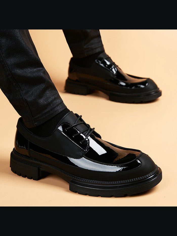 Black handcrafted genuine leather shoes - color image