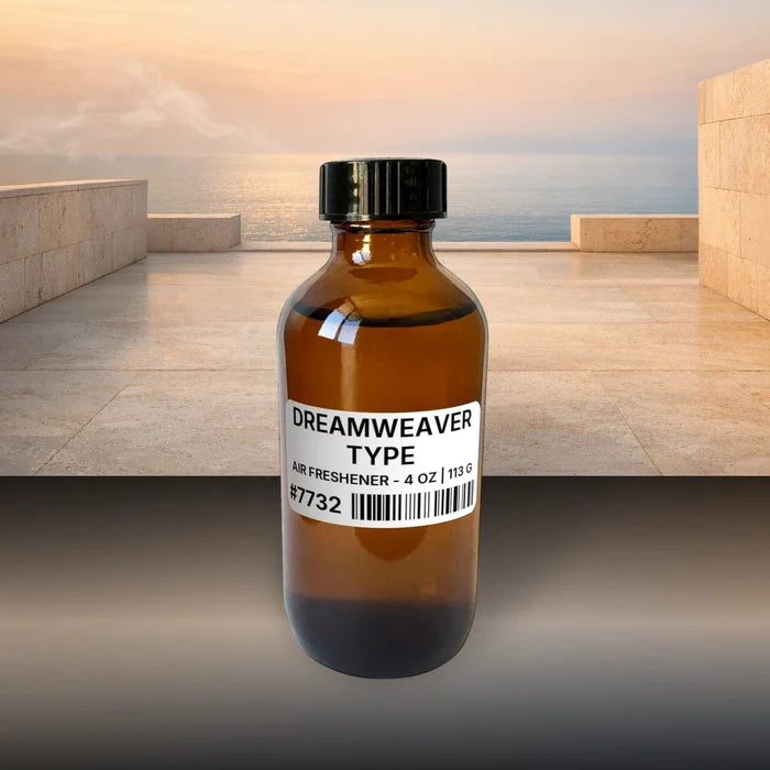 Dreamweaver Type Air Freshener - 4 oz | 113 g fragrance bottle image with atmospheric background for Air Freshener. Premium lifestyle product photo for fragrance listing.