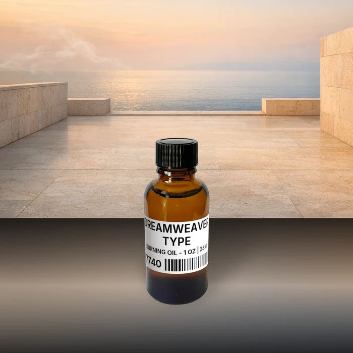 Dreamweaver Type Burning Oil - 1 oz | 28 g fragrance bottle image with atmospheric background for Burning Oil. Premium lifestyle product photo for fragrance listing.