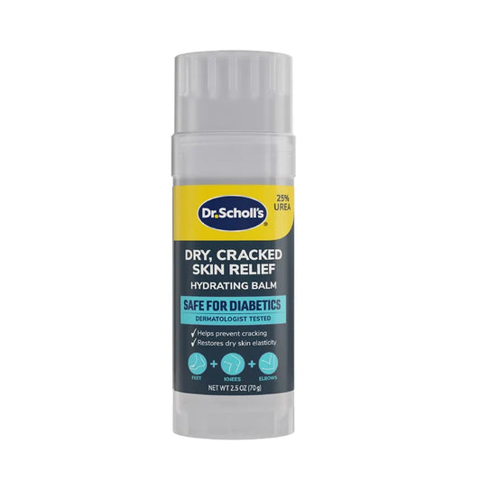 Hydrating balm stick with clear cap and yellow label for dry, cracked skin