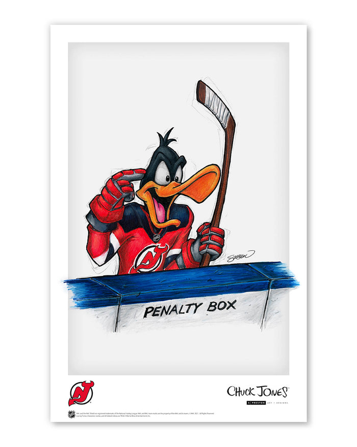 Duck Season Hockey Season x NHL Devils Daffy Duck Limited Edition Art Print