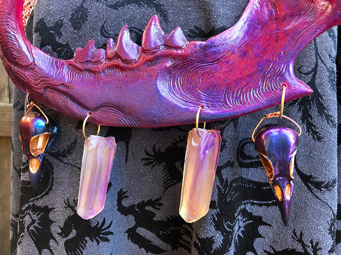 DUST BEAST FANTASY NECKLACE- BRIGHT PINK WITH PURPLE FLAKES