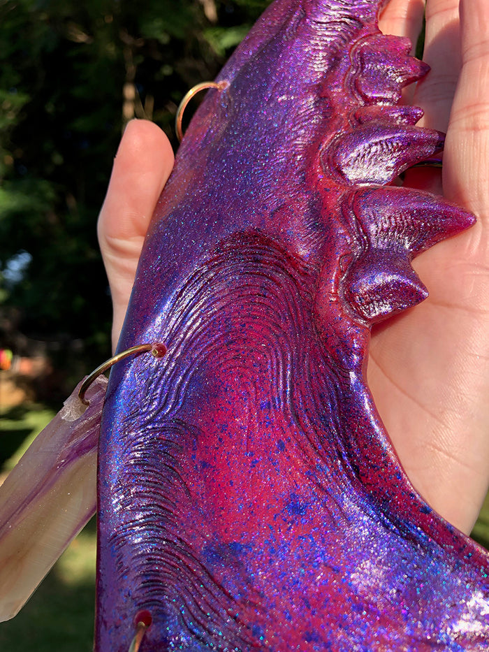 DUST BEAST FANTASY NECKLACE- BRIGHT PINK WITH PURPLE FLAKES