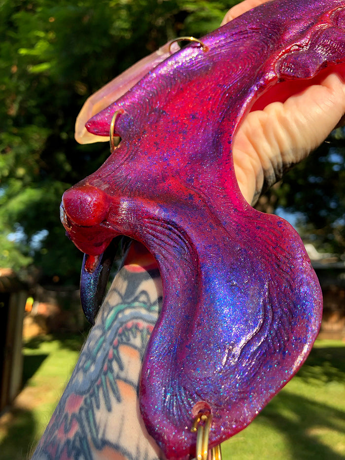 DUST BEAST FANTASY NECKLACE- BRIGHT PINK WITH PURPLE FLAKES