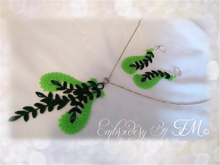 Earrings, pendant leaves FSL/4x4 hoop