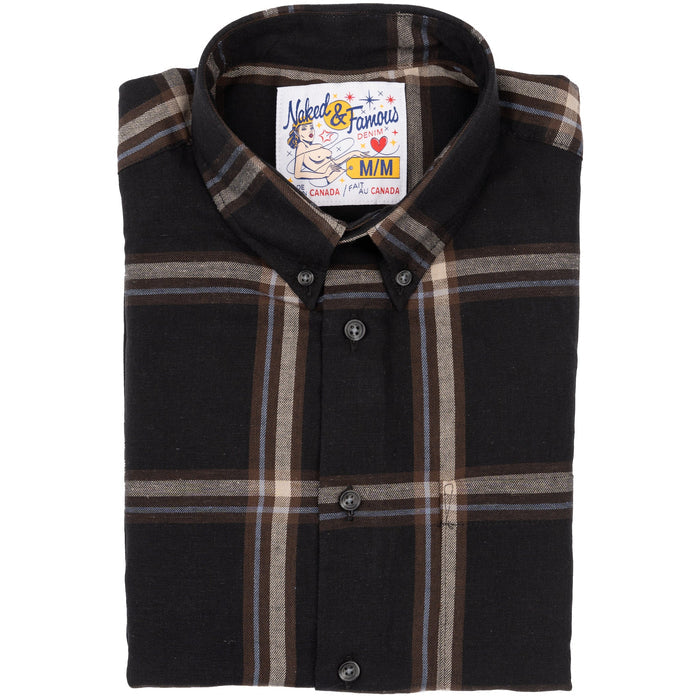 Easy Shirt - Hemp Blend Check - Black by Naked & Famous Denim