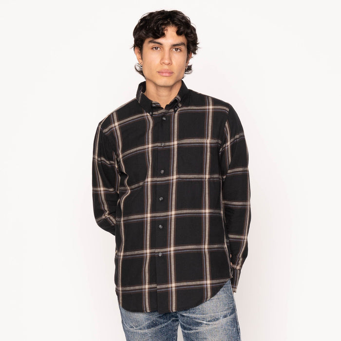 Easy Shirt - Hemp Blend Check - Black by Naked & Famous Denim