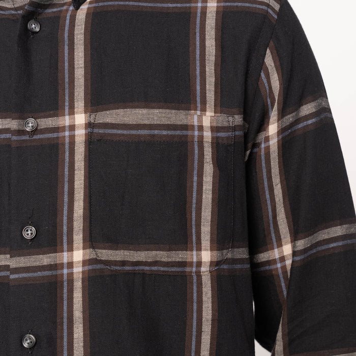 Easy Shirt - Hemp Blend Check - Black by Naked & Famous Denim