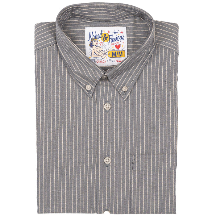 Easy Shirt - Soft Finish Classic Stripe - Indigo by Naked & Famous Denim