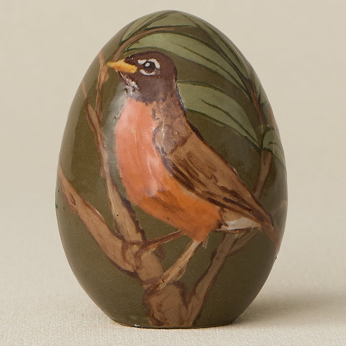 Close-up details of the ceramic handcrafted egg.