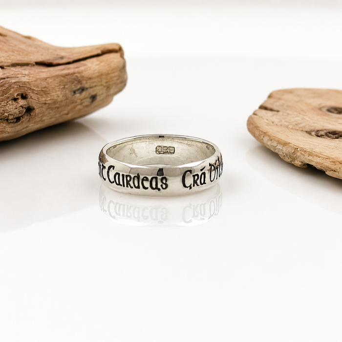 Engraved Sterling Silver Ring With Gaelic Writing
