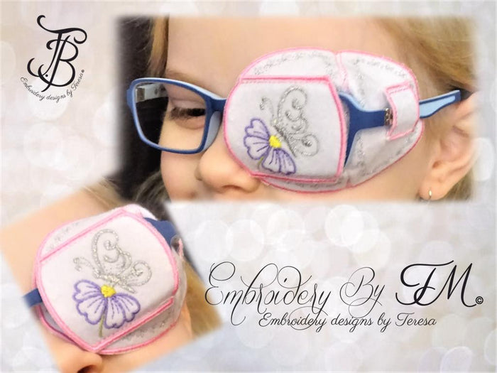 Eye patches for kids ( for girl)-occluder with butterfly 1/ 4x4 hoop/machine embroidery design
