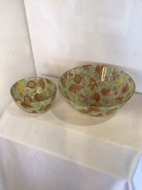 Fall Multi-Color Glass Set of 2 Bowl