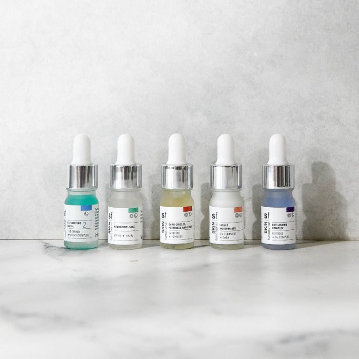 SKIN Functional Skin Treatment Kit with details skincare product on a grey background