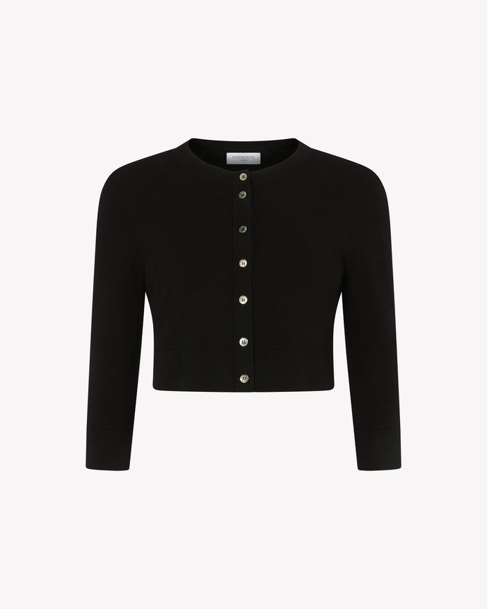 Fitted Cropped Cardigan - Black