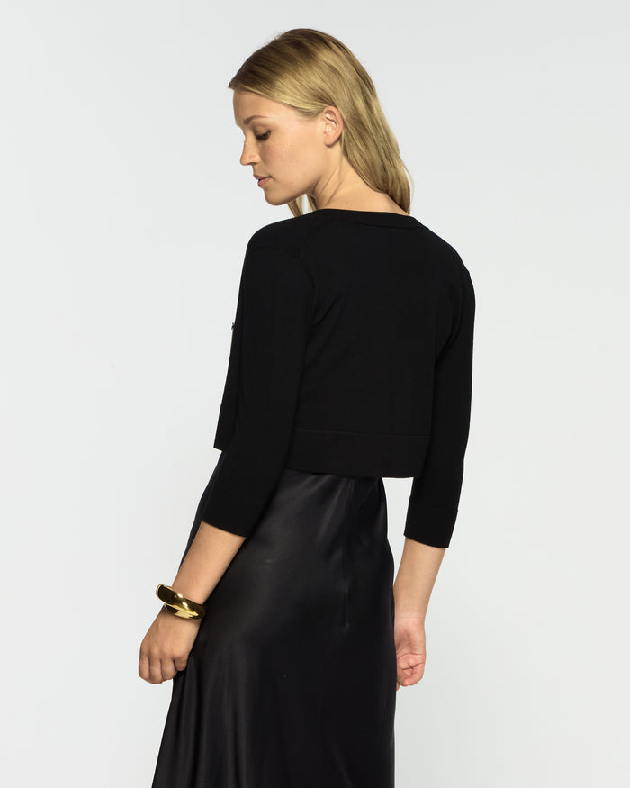 Fitted Cropped Cardigan - Black