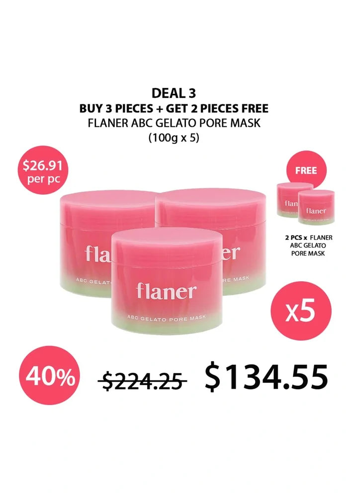 (BUY 3+2 FREE) FLANER ABC GELATO PORE MASK