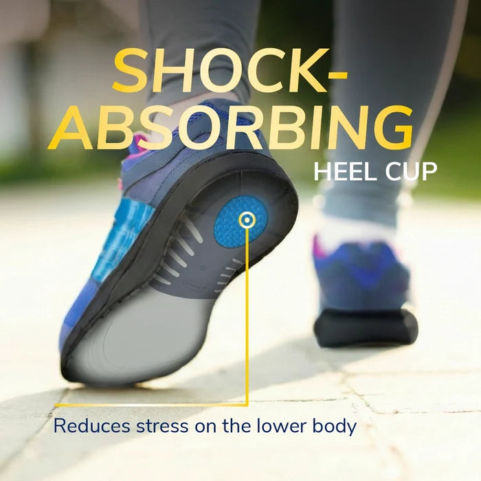 Flat Feet Support Insoles for Women by DrScholls featuring a shock absorbing heel cup that helps reduce stress on the lower body