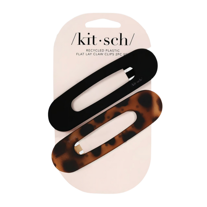 Flat Lay Claw Clip 2pc - Black & Tort