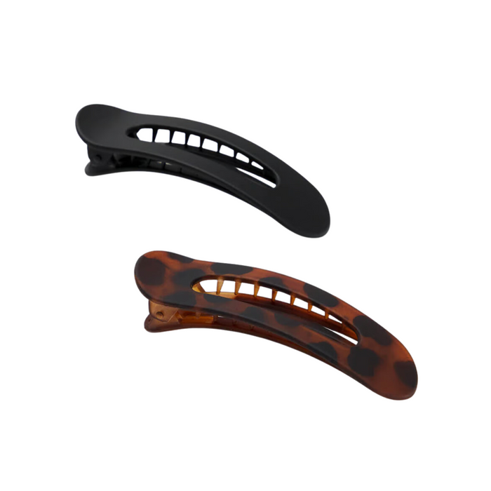 Flat Lay Claw Clip 2pc - Black & Tort