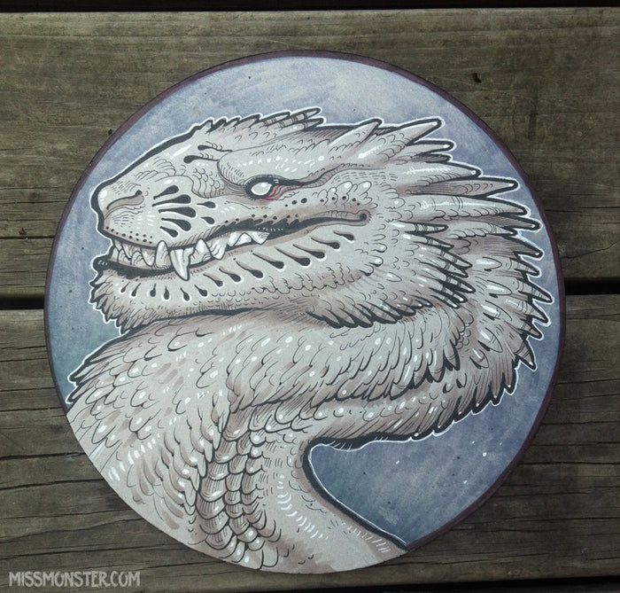 FLUFFY DRAGON- INK DRAWING