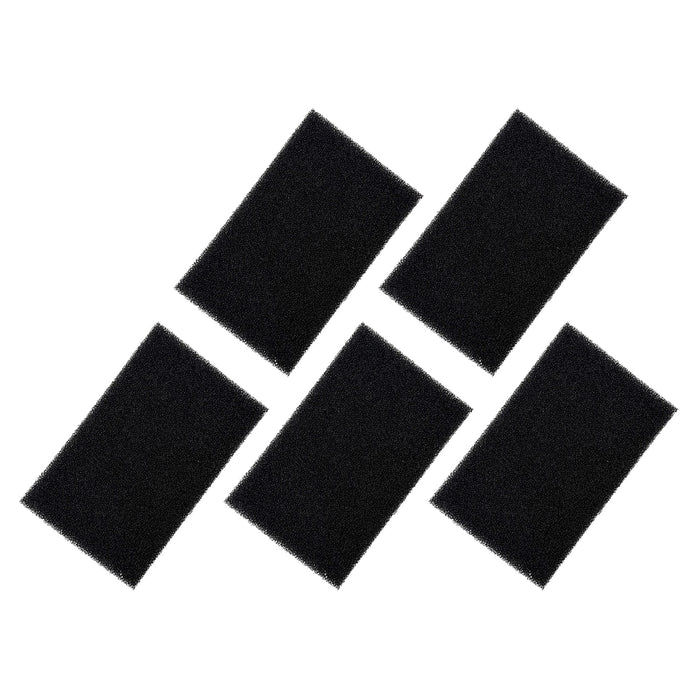 Five black rectangular filters on a white background