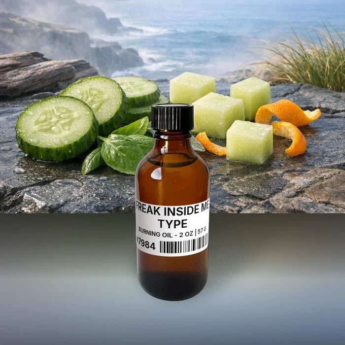 Freak Inside Me Type Burning Oil - 2 oz | 57 g fragrance bottle image with atmospheric background for Burning Oil. Premium lifestyle product photo for fragrance listing.