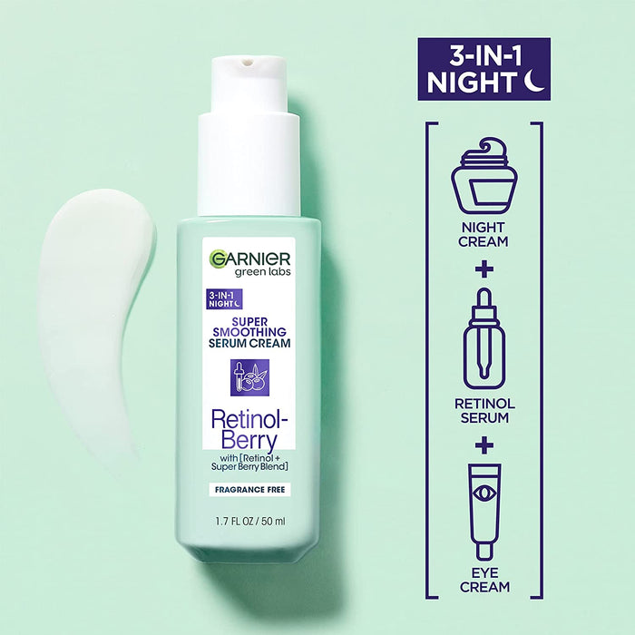 GARNIER Green Labs Super Smoothing Serum Cream Night Cream + Serum + Eye Serum Retinol Berry