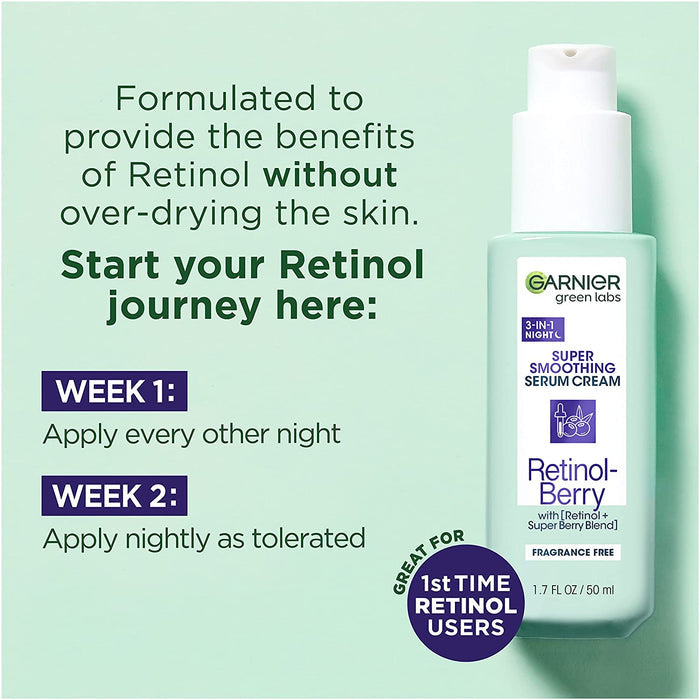 GARNIER Green Labs Super Smoothing Serum Cream Night Cream + Serum + Eye Serum Retinol Berry
