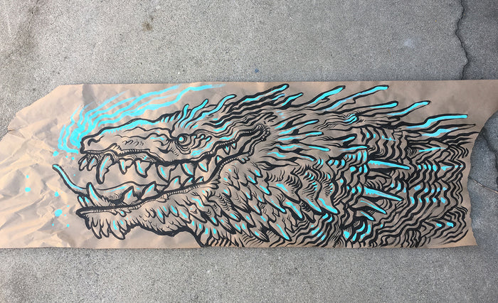 GIANT INK DRAWING MURAL- FATTIE DRAGON