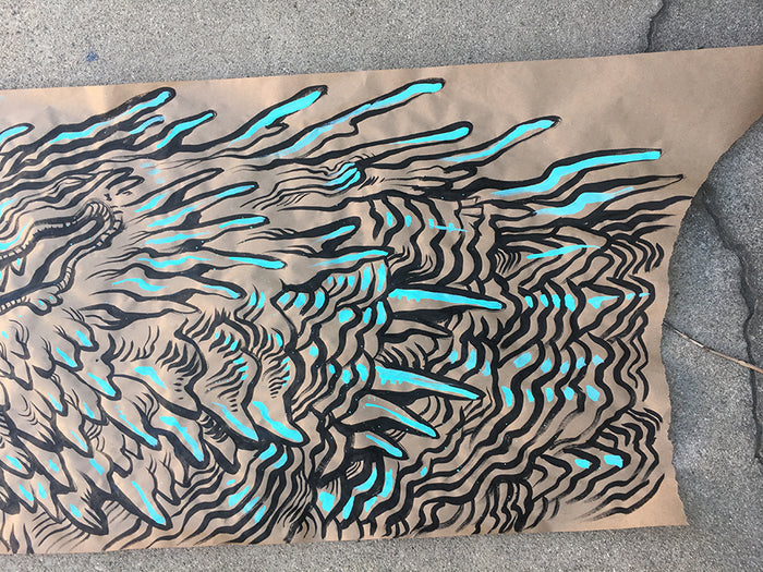 GIANT INK DRAWING MURAL- FATTIE DRAGON