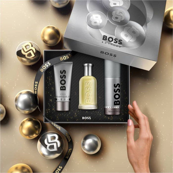 Gift Set : Boss Bottled EDT 100ml + Deo Spray 150ml + Shower Gel 100ml
